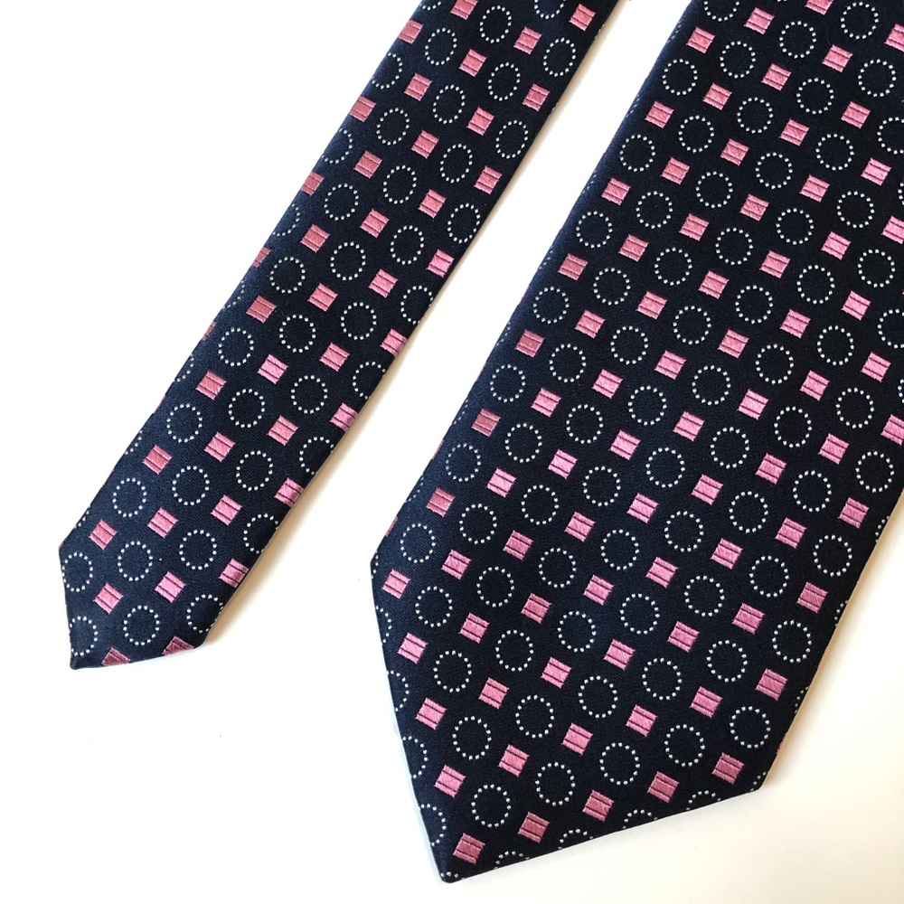 Vintage Beau Brummell silk tie Navy/Pink. Mint cd